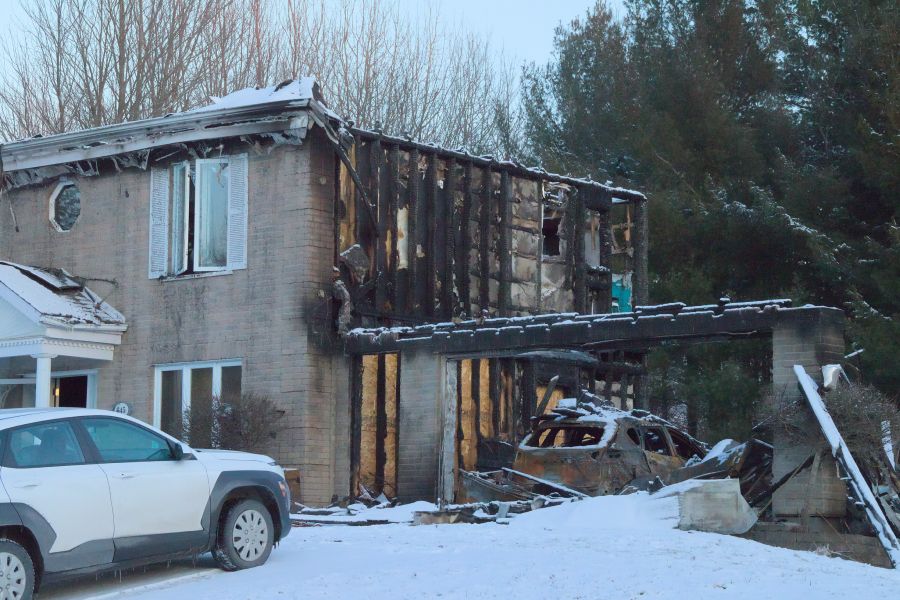 A house damaged by fire.